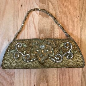 Gold beaded evening bag